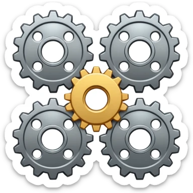 settings gear icon for site navigation. just one gear. no happy face, just grey. only 6 gear bumps sticker