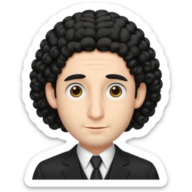 jewish man with a black kippah, black hair, large nose, wearing a black suit with a white shirt, and has curls/peyot hairstyle sticker