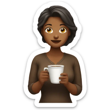 Brown woman reading the Bible while holding a cup of coffee sticker