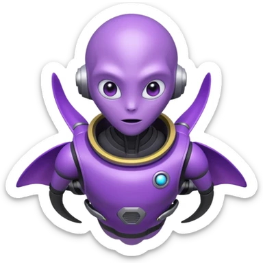 Purple alien floating with jetpack sticker