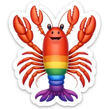 Gay lobster with pride flag happy sticker