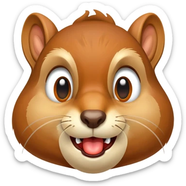 Close-up of squirrel face with exaggerated drool dripping from mouth, very hungry expression, saliva clearly visible sticker