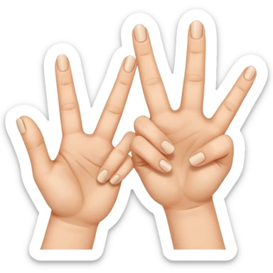 Fais-moi demain coller les unes à côté des autres. La première main gauche le pouce, l’index, majeur sont levé alors que l’annulaire et auriculaire sont repliés. Reproduit la même chose pour la main droite. sticker