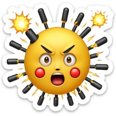 Create a mind blowing face with bombs coming out as a yellow face like 🤯 sticker