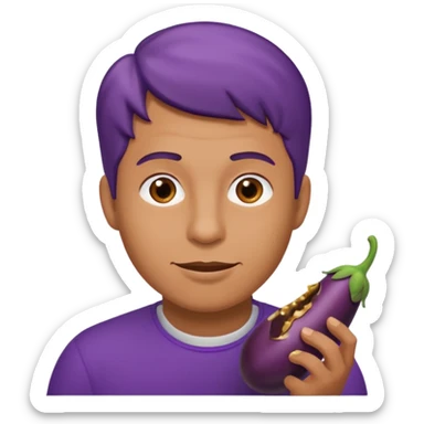 A man shoving an eggplant down his throat sticker