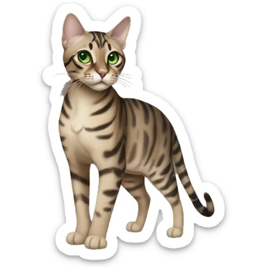 Sepia charcoal Bengal cat with Green eyes standing sticker
