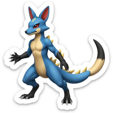 Lucario-Salandit-Zeraora-fusion, full body sticker