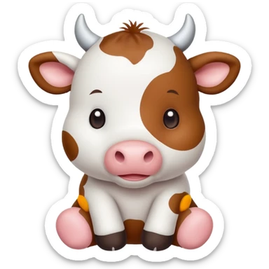 Cute baby stuffed cow  sticker