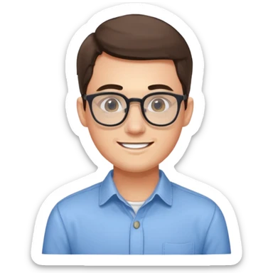An outgoing marketer male in his late 20s, bespectacled and cheerful image sticker