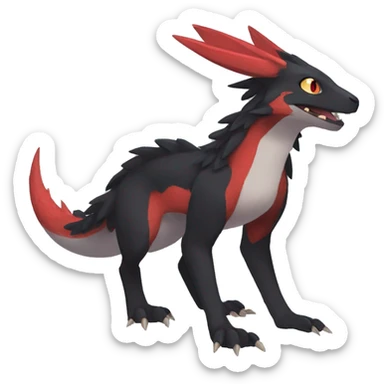 Cute cool black red nargacuga animal hybrid Fakemon full body sticker