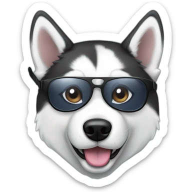 Husky with a mustache and aviator glasses sticker