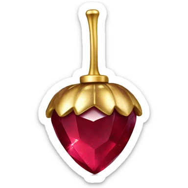 sparkling Ruby Acorn like diamond with stem made of gold sticker