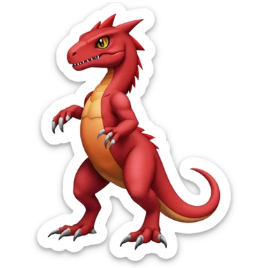  Cool Edgy Maroon Guilmon-Charmeleon-Digimon-Fakemon-Velociraptor full body sticker
