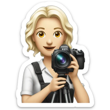 White film director woman holding a cinema camera sticker