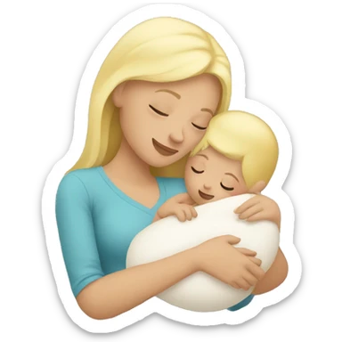 blonde woman hugging her newborn sticker