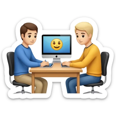 developers team pair programming at a desk sticker