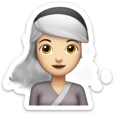 White Girl with long black hair and headscarf sticker