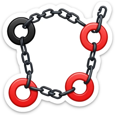 iOS sticker, broken chain, black links, red break, minimal sticker