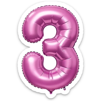 Pink foil balloon in the shape of a number six sticker