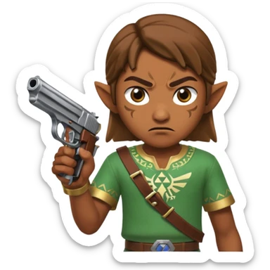 A caca whit a gun that shoot a zelda sticker