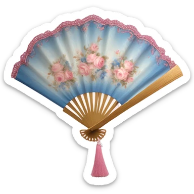 Rococo hand fan pink and blue  sticker