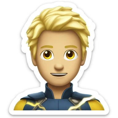 Blond hair yellow eyes boy with lightning superpowers sticker