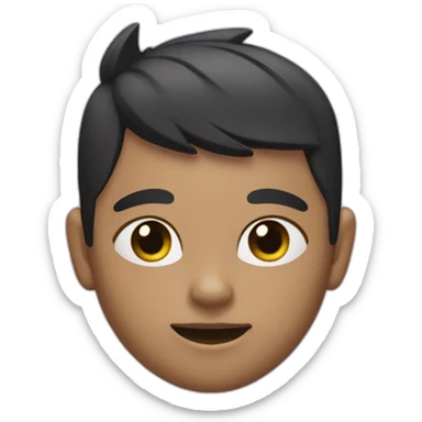 cat boy with black side swept bangs and shaved sides and back of head and purple eyes sticker