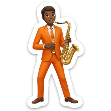 black man playing saxophone in orange suit full body sticker