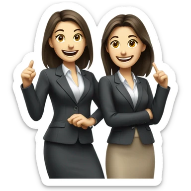 businesswoman two caucasian brunette girls celebrating sticker