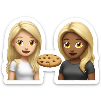 1 blonde girl and 1 brown girl eating cookies sticker