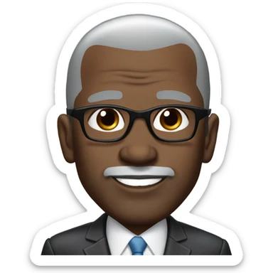 deon sanders with small round face and suit and glasses and buzz cut and small eyes and over 50 small gray bearded receding hairline and small black eyes and wrinkled forehead sticker