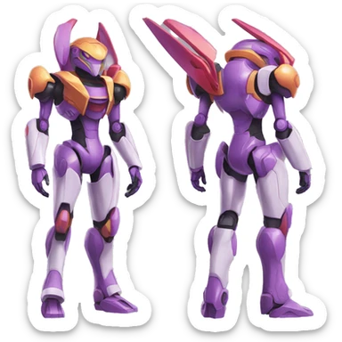 a Genesect-Raptor-Fakémon-Medabot-—hybrid with a futuristic visor-helmet full body sticker