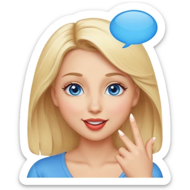 Une femme blonde yeux bleus qui envoi un bisous sticker