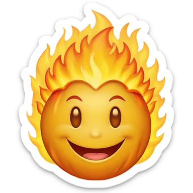 regular yellow smily emogy with the fire brain sticker