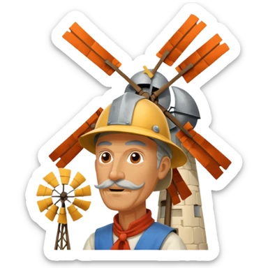 Don Quixote tilting at windmill sticker