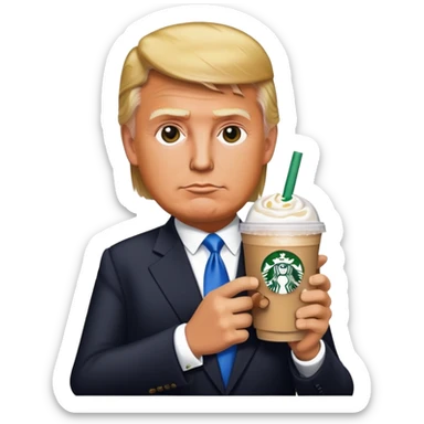 trump with stabucks drink sticker