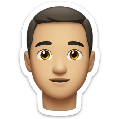 half asian half caucasian 21 year old man with very short dark brown hair wearing crewneck sticker