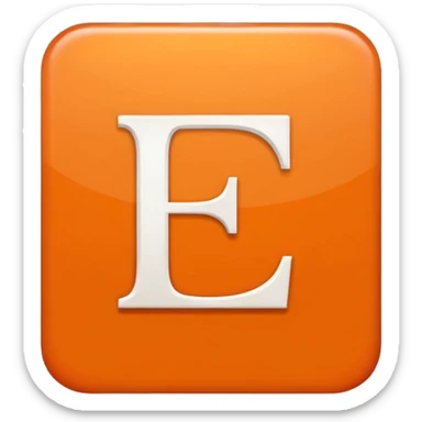 make me an emoji of a orange square with a white E in the center large E must have times new roman font sticker