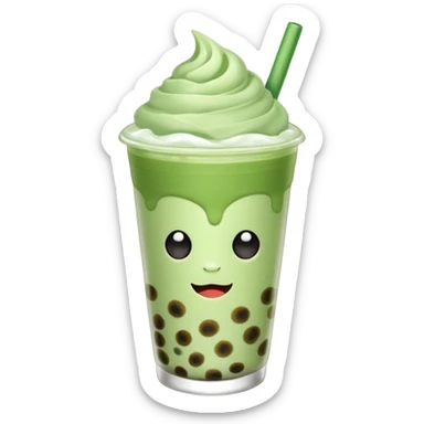 matcha latte with boba and ice sticker
