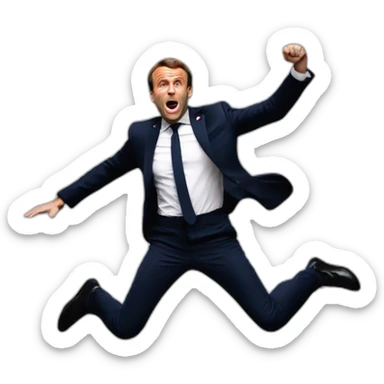 Emmanuel macron jumping desperate sticker