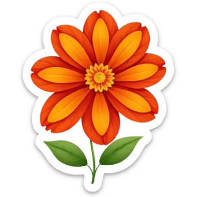An autumn flower with orange-red petals curled by cool wind. sticker