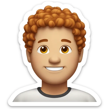 Bading redish curly few hair guy with corners in the hair chubby smiling sticker