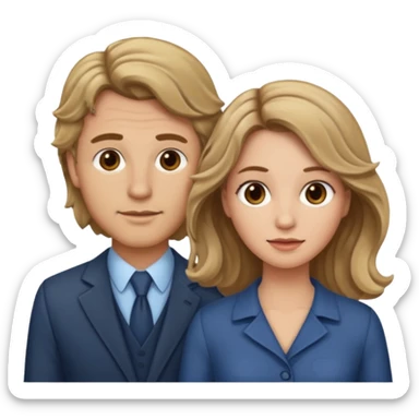 Married couple male dirty blonde hair and female brown wavy hair sticker