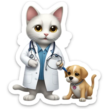 cat as a veterinarian sticker