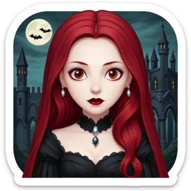 Bride of Dracula with long dark red hair sticker
