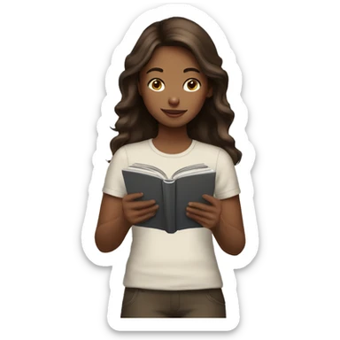 Girl with brown hair reading a kindle  sticker