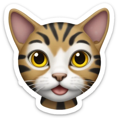 A tabby cat with yellow, black and white stripes sticker