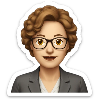 middle-aged accounting woman with brown midhair and glasses sticker