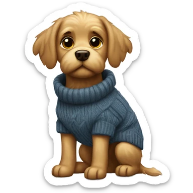 A griffon dog with a sweater sticker