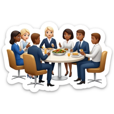 salle à manger d'entreprise with meal trays and colleagues, modern ambiance sticker